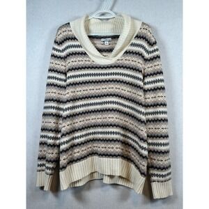 Croft & Barrow Fair Isle‎ Cowl Neck Sweater XL Beige Black Gray Knit